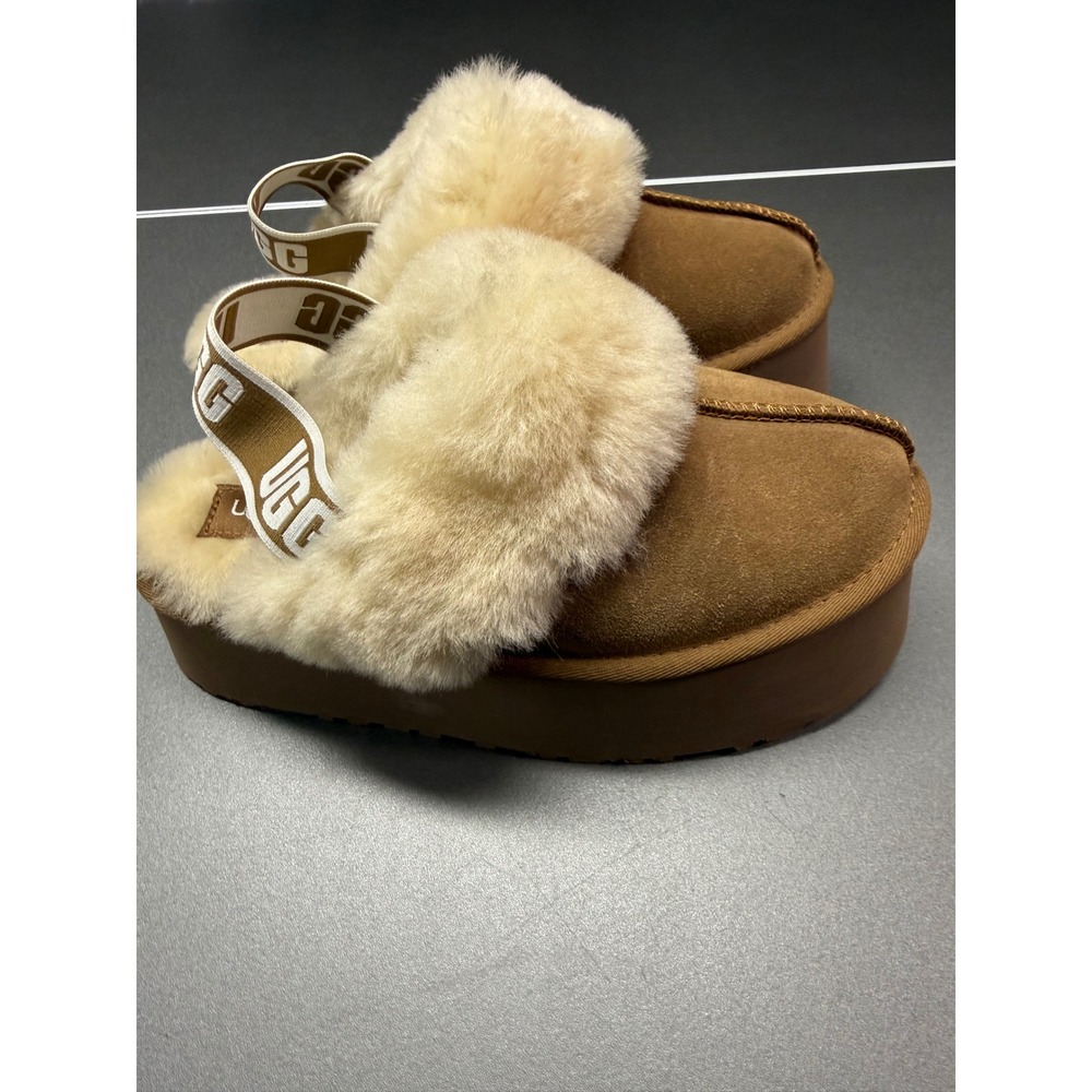 UGG Funkette Slipper Chestnut Suede Platform Sandals 1113474 Womens 7